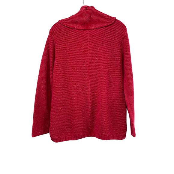 Talbots Cowl Neck Pullover Ribbed Knit Sweater Size L Speckled Red Quiet Luxury - Picture 7 of 7